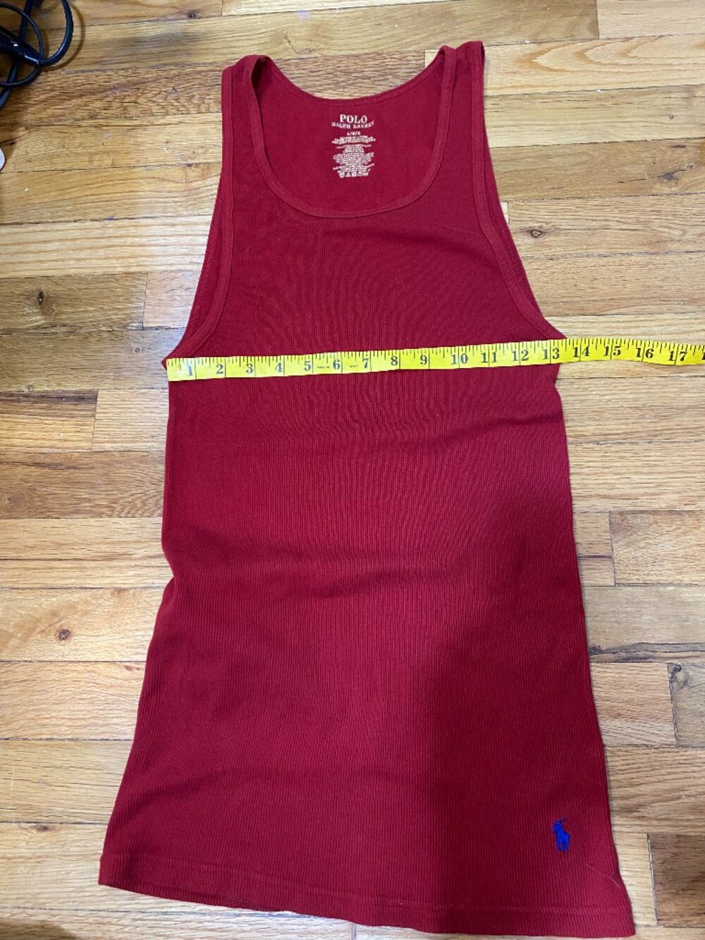 POLO RALPH LAUREN Men Classic Ribbed Cotton Tank Undershirt Red Maroon Sz Large